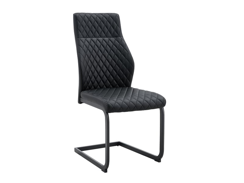  Lot de 2 chaises de salle à manger à dossier haut en pu noir et métal  - Conforama A