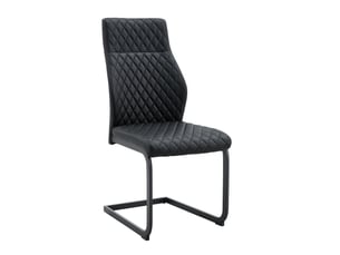 Lot de 2 chaises de salle à manger à dossier haut en pu noir et métal