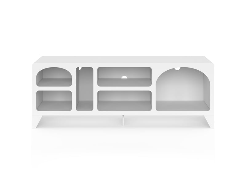  Meuble tv 140 cm organique alesia 6 niches bois blanc  - Conforama C