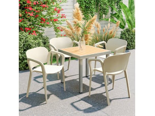 Lot de 4 chaises de jardin blanches en plastique empilables avec accoudoirs, résistantes aux uv et à l'eau