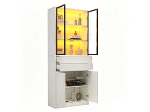Vitrine coloris blanc 7 étagère(s) <strong>ELVMI</strong> <strong></strong> - 70 cmx180 cm