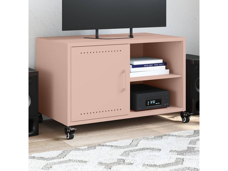  Meuble tv - banc tv - meuble de rangement rose 68x39x43,5 cm acier  - Conforama B