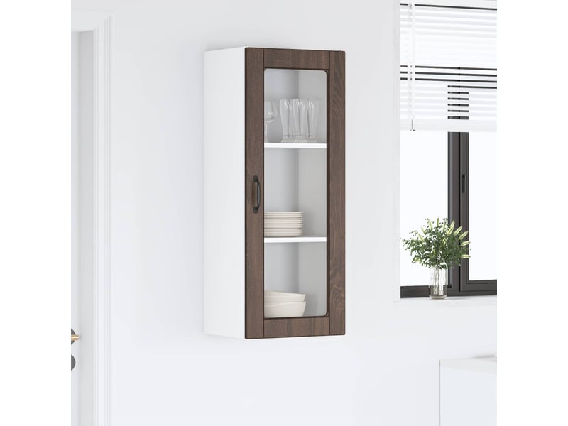 Meuble mural de cuisine, cabinet en verre mural chêne brun 40x31x100cm shl3449 - Conforama D
