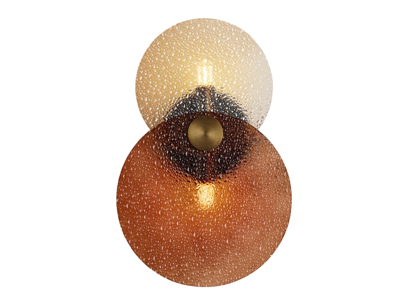  Art deco wandlamp donker brons met amber glas 2-lichts - text  - Conforama E