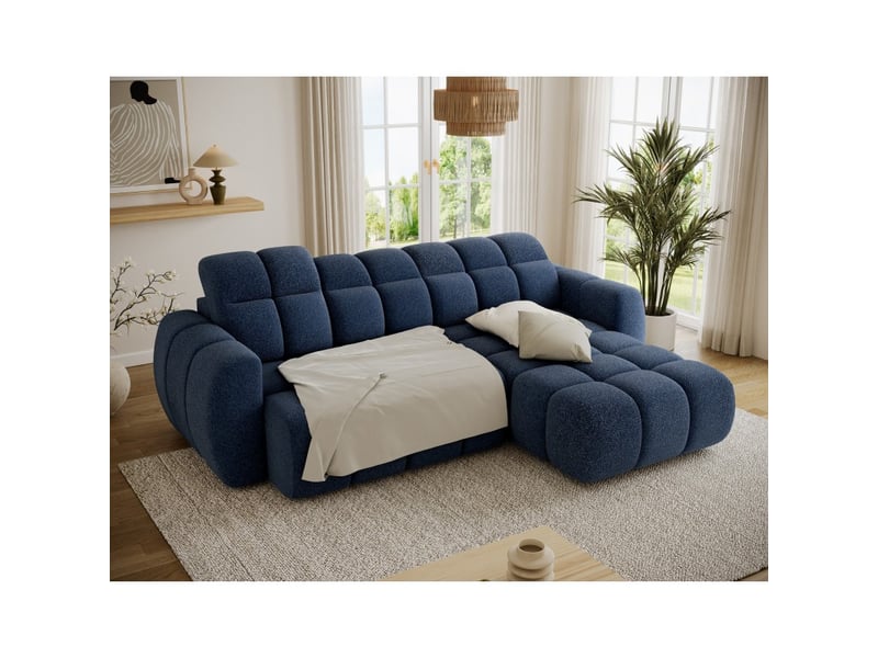  Canapé d'angle électrique fanoti 3 places bleu foncé – angle droit  - Conforama C