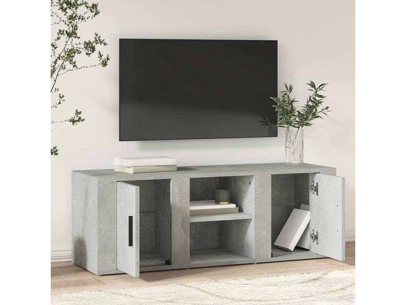 Meuble tv - banc tv - meuble de rangement gris béton 100x31,5x35 cm bois d'ingénierie  - Conforama C