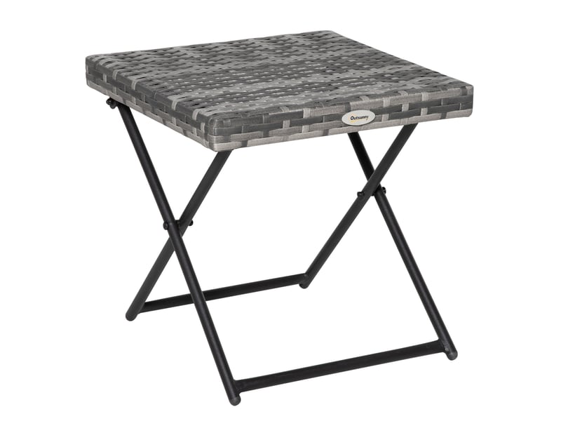  Table basse pliable de jardin résine tressée gris 40x40x40cm  - Conforama B