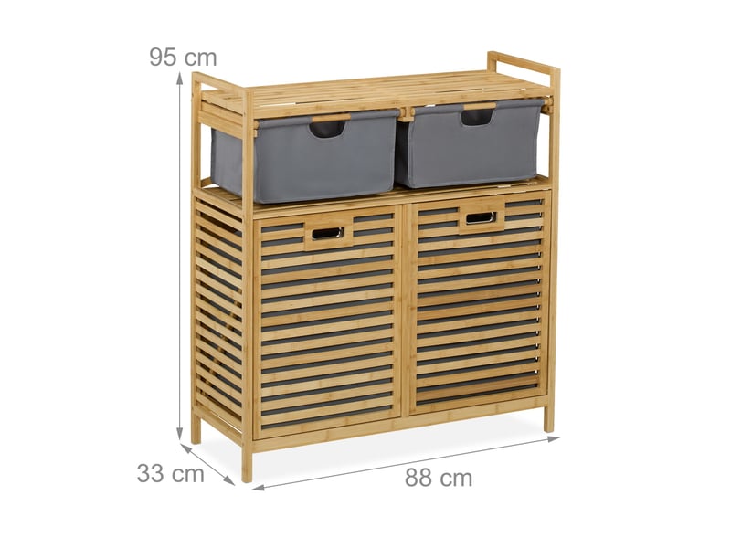  Meuble à linge pratique pour trier votre linge 80 x 30 x 70 cm en bois marron 13_0016775  - Conforama A
