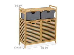 Meuble à linge pratique pour trier votre linge 80 x 30 x 70 cm en bois marron 13_0016775