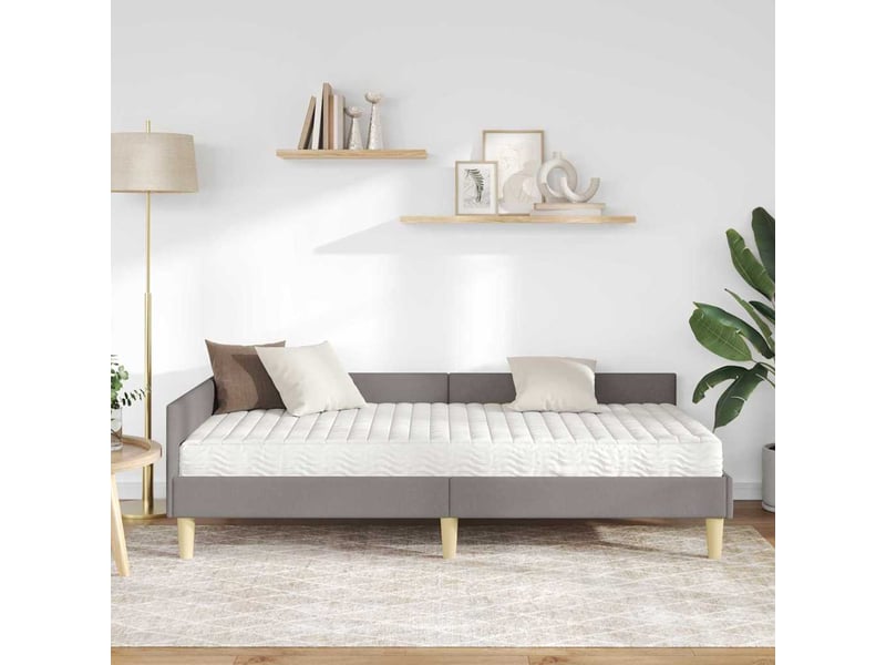 Lit adulte, lit simple, cadre de lit d'angle avec matelas autre 2 pièces taupe tissu cf6776 - Conforama C