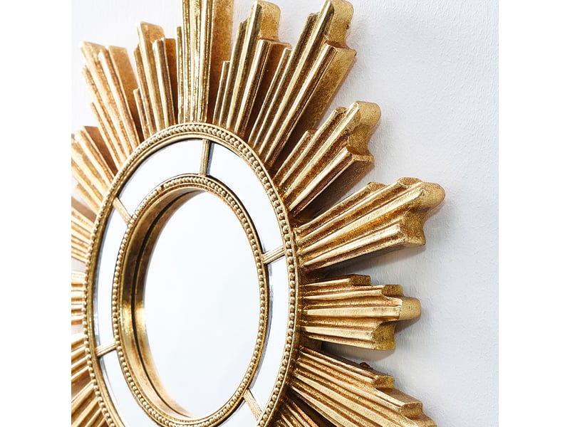  Miroir suspendu doré en forme de tournesol – miroir sculpté de style européen – décoration bohème pour salons et bureaux – 27,5 cm  - Conforama D