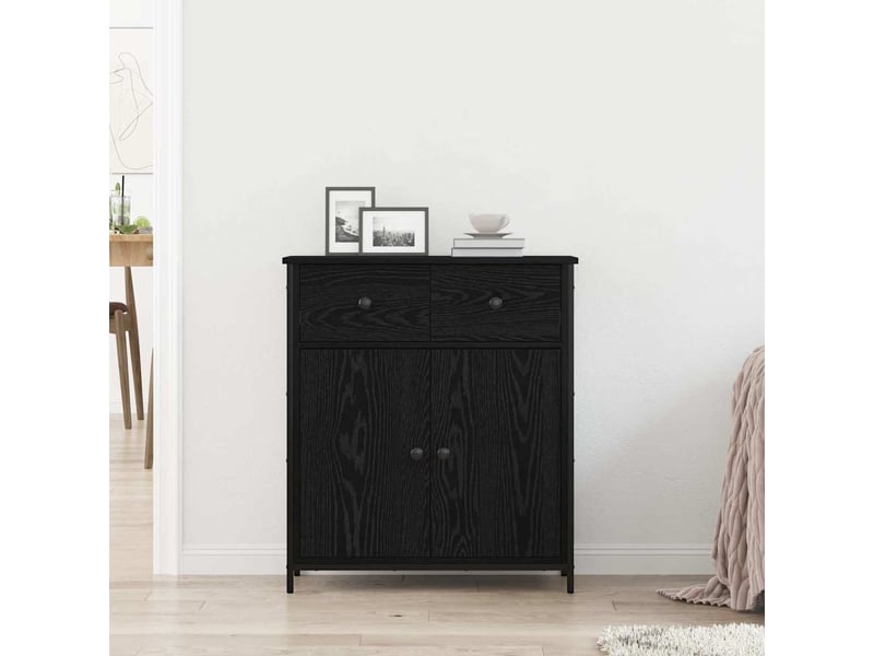  Buffet - bahut - meuble de rangement chêne noir 70 x 30 x 80 cm bois d'ingénierie  - Conforama D