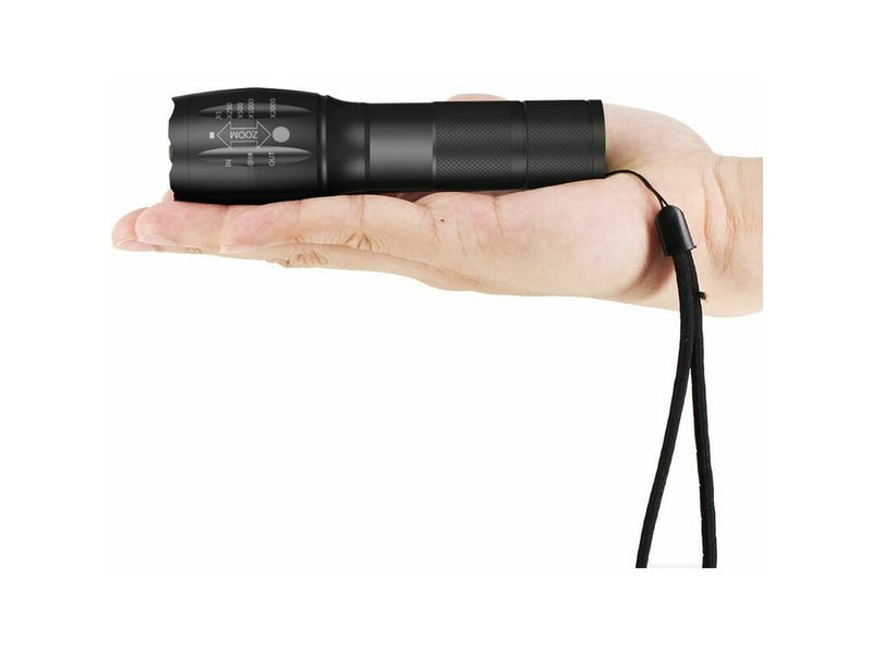 Lampe torche d puissante xml-t6 lampe torche militaire utilisab pour vélo ou randonnées et 5 modes dont flash anti-agression, zooms et - Conforama D