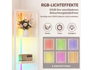 Lampadaire led d'angle avec étagère rgb et télécommande blanc homvra
