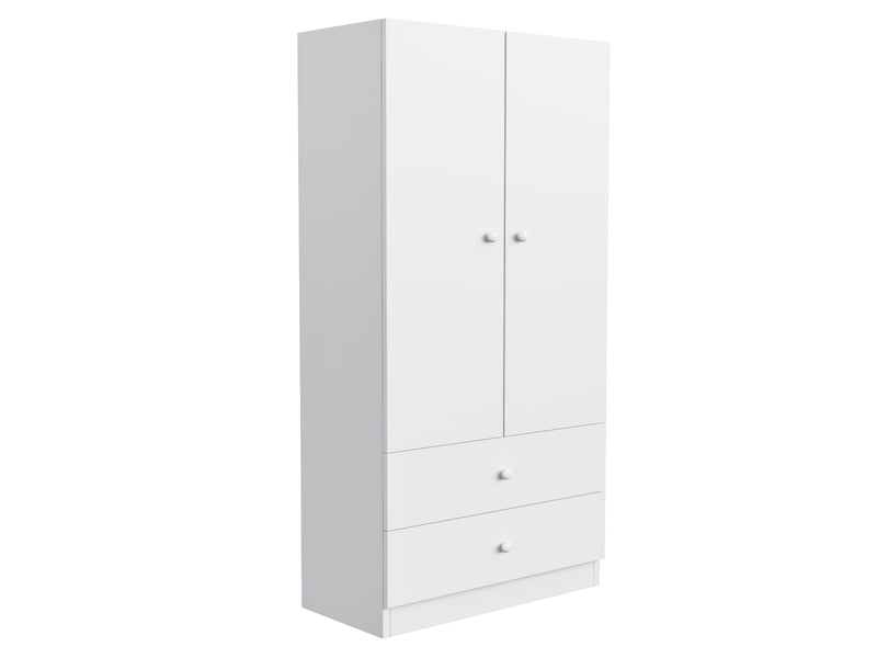  Armoire 2 portes tcqpz 70 x 40 x 170 cm avec penderie et 2 tiroirs mdf blanc et rose  - Conforama E