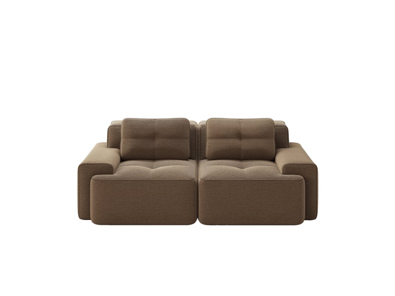 Canapé convertible, canapé-lit – 2 places, sans cadre, marron, style cloud, assise profonde, en velours tricoté - Conforama W
