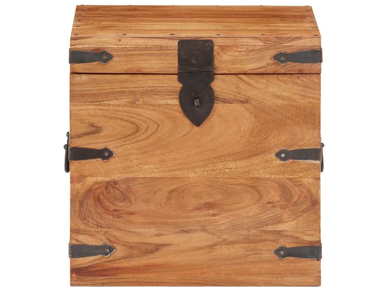 Coffre de rangement 40x40x40 cm bois d'acacia solide shl74893 - Conforama C