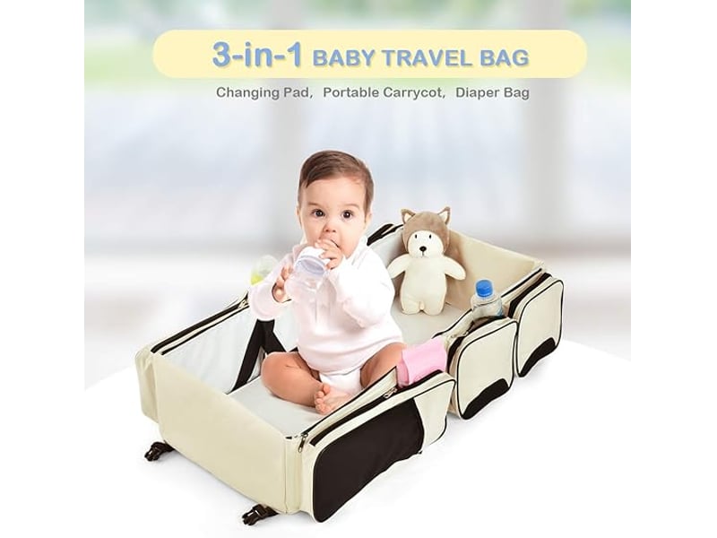  Sac à langer 3 en 1 avec matelas et sangles pour poussette – beige, portable bébé  - Conforama B