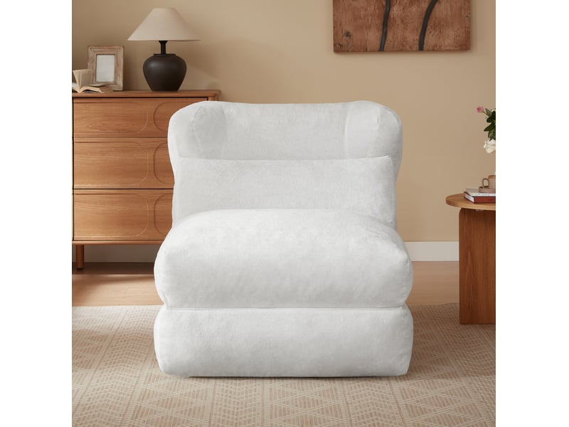 Fauteuil convertible ulevr en chaise longue 90 x 118 x 86 cm mousse blanc, revêtement effet peluche  - Conforama D