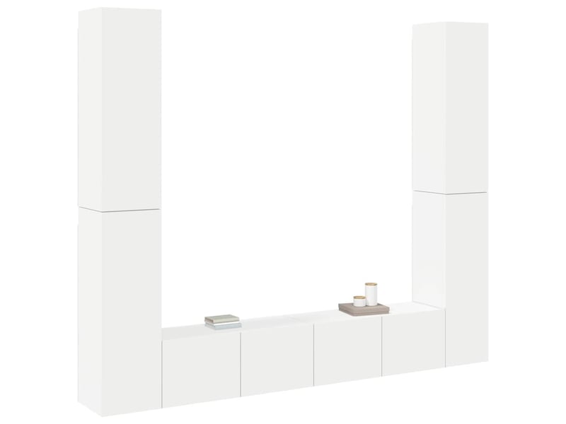  Ensemble de meubles tv - banc tv - meuble de rangement 6 pcs blanc bois d'ingénierie  - Conforama C