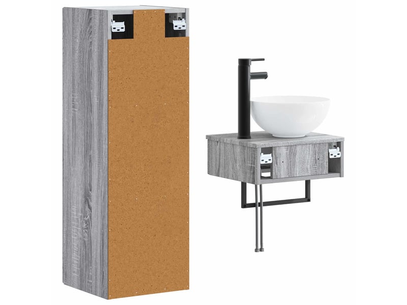 Ensemble de mobilier de salle de bain 2 pcs sonoma gris shl4335 - Conforama E