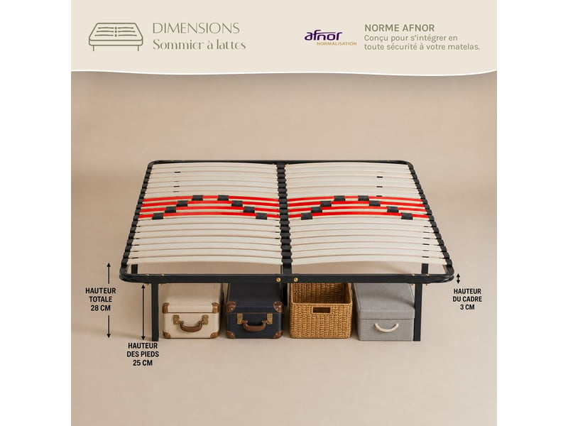 Ensemble aubertin 140x200 cm + sommier métal - ressorts + mémoire - ép. 24 cm 4AU.AU.SK56.1420 - Conforama E