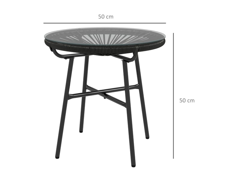  Table d’appoint de jardin ronde 50x50x50 cm en résine tressée noire  - Conforama C