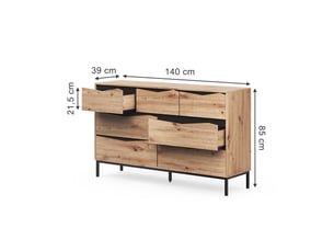 Commode 1 tiroir(s) <strong>VICCO</strong> <strong></strong> coloris bois clair largeur 140 cm