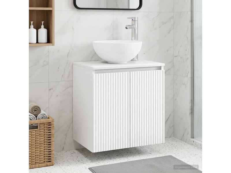  Vanité de lavabo mural, meuble de rangement blanc 49.5x35x63 cm  - Conforama B