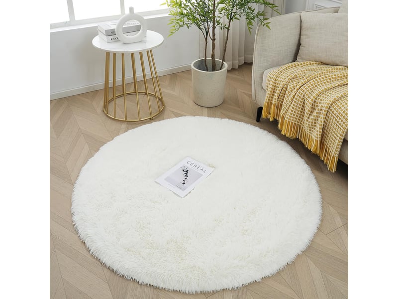  Tapis chambre enfant rond blanc tapis de salon 120cm à poils longs descente de lit moelleux doux poils longs pour salon chambre canapé tente parc enfa DNUIT001621M-SCM - Conforama A