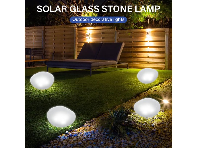  Lot de 1 galets lumineux solaires pour jardin, led étanches – décoration d'allée, pelouse et terrasse-lumière blanche  - Conforama D