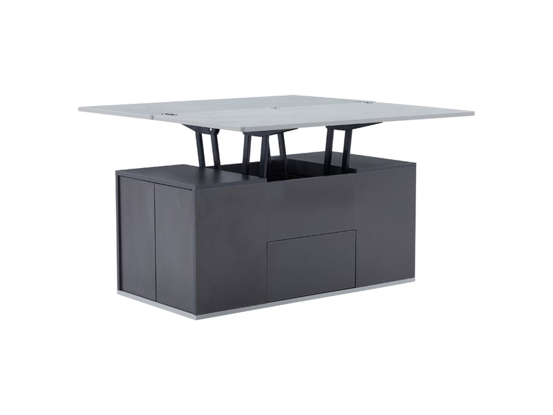  Table basse relevable multifonction, 2 tables, gris foncé et clair, grande capacité, moderne, extensible  - Conforama D