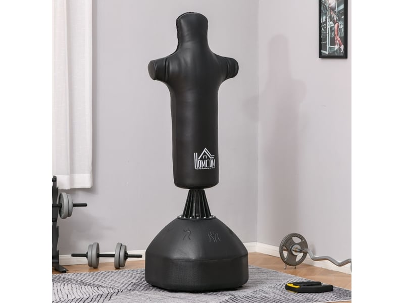  Mannequin de frappe sur pied 63x63x180 cm – noir – base lestable à ventouses pour boxe et kick-boxing  - Conforama B