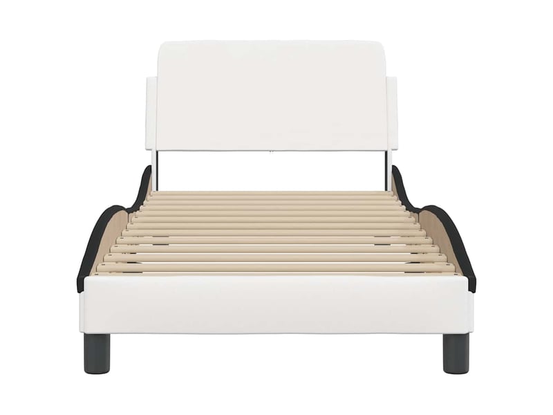  Lit simple- lit adulte -  cadre de lit dover blanc et noir 90x200 cm similicuir  - Conforama C