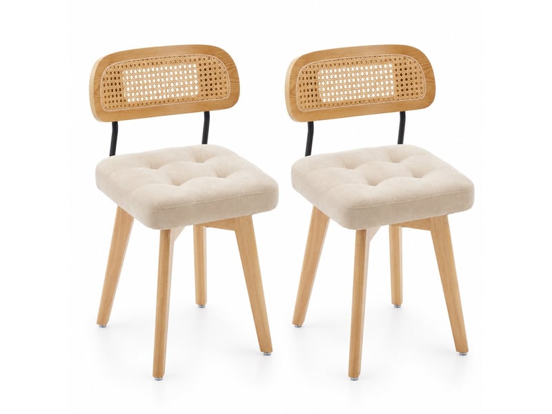  Lot de 2 chaises pivotantes 360° rotin et chenille taupe, h77 cm Fay Lum - Conforama A
