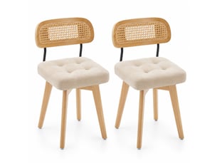 Lot de 2 chaises pivotantes 360° rotin et chenille taupe, h77 cm