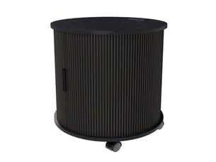 Table de chevet cylindrique avec prise et 2 usb en mdf noir 60x60x60 cm