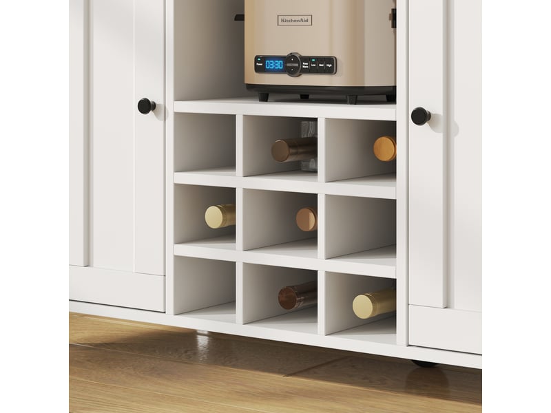  Desserte 124x40x91,5 cm îlot de cuisine avec plateau extensible, blanc et bois  - Conforama R