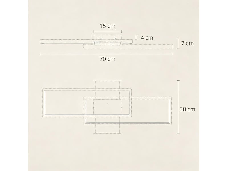  Plafonnier led rectangulaire 70x30 cm 43 w avec télécommande métal noir  - Conforama E