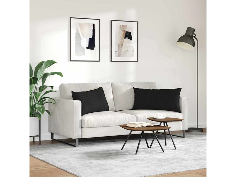  Lot de 2 coussins de canapé, coussins décoratifs tissu noir 80 x 40 cm cf58924  - Conforama D