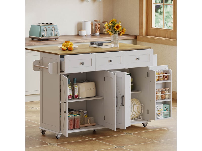  Desserte 4 portes 3 tiroirs coloris blanc+naturel mdf desserte bicolore - Conforama D
