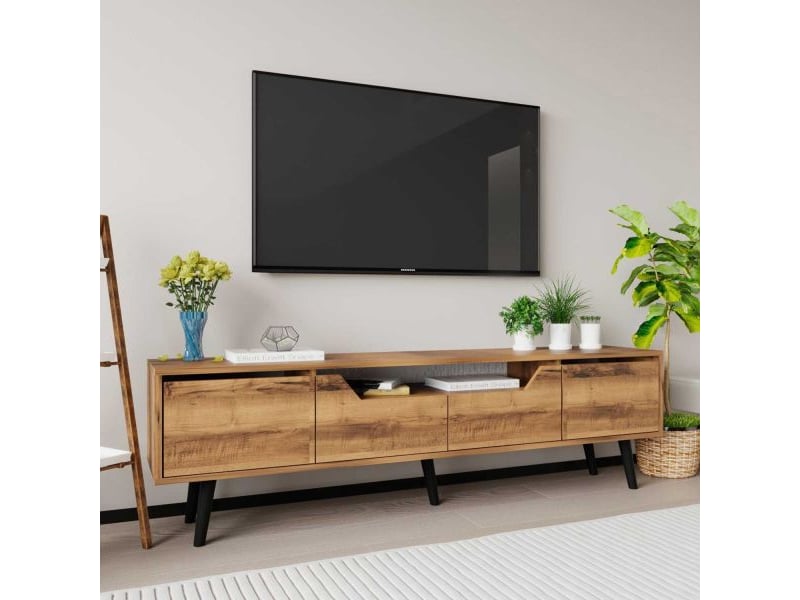  Meuble tv en aggloméré 180 x 29.8 x 48 cm roma noyer  - Conforama C