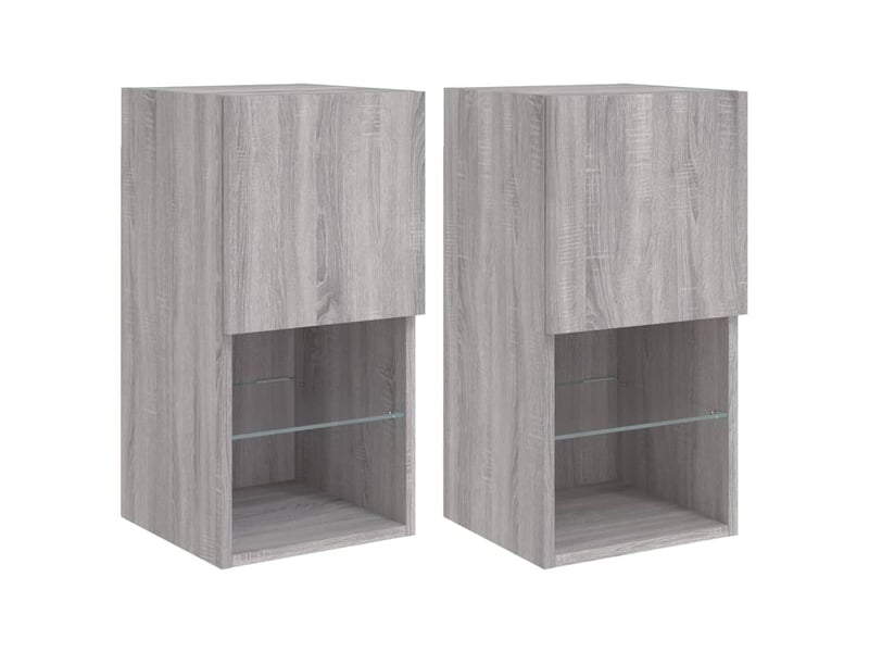  Lot de 2 meuble tv avec lumières led sonoma gris 30,5x30x60 cm  - Conforama A