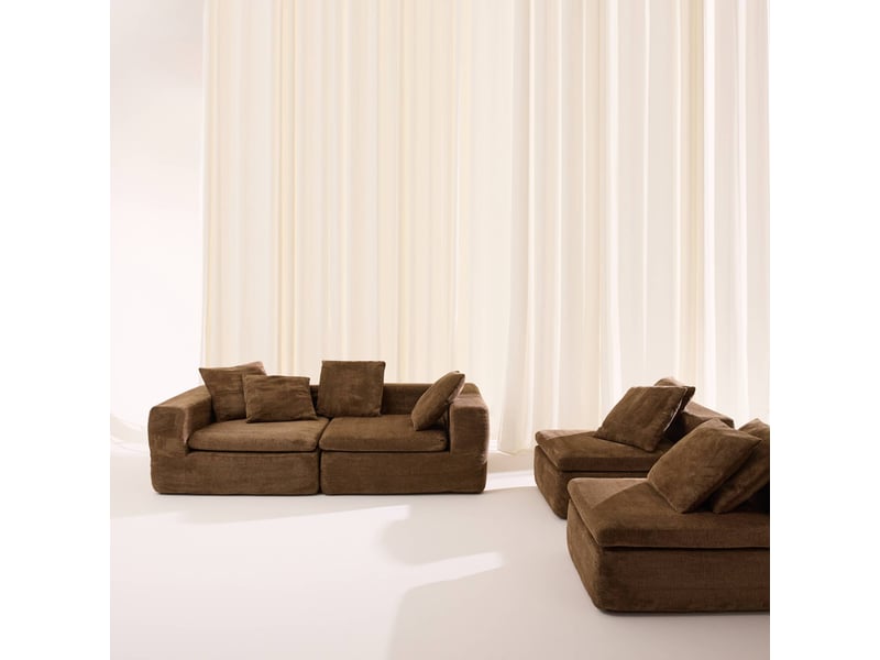  Canapé modulable tissu chenille 5 places marron - movi  - Conforama D