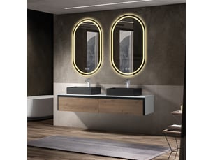 Miroir ovale de salle de bain coloris argenté <strong>DESMIU</strong>  <strong></strong> - 90 cm x 60 cm