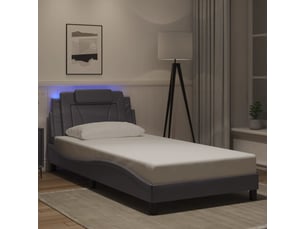 Lit adulte, lit simple, cadre de lit viana avec led sans matelas gris 100x200cm cf16626