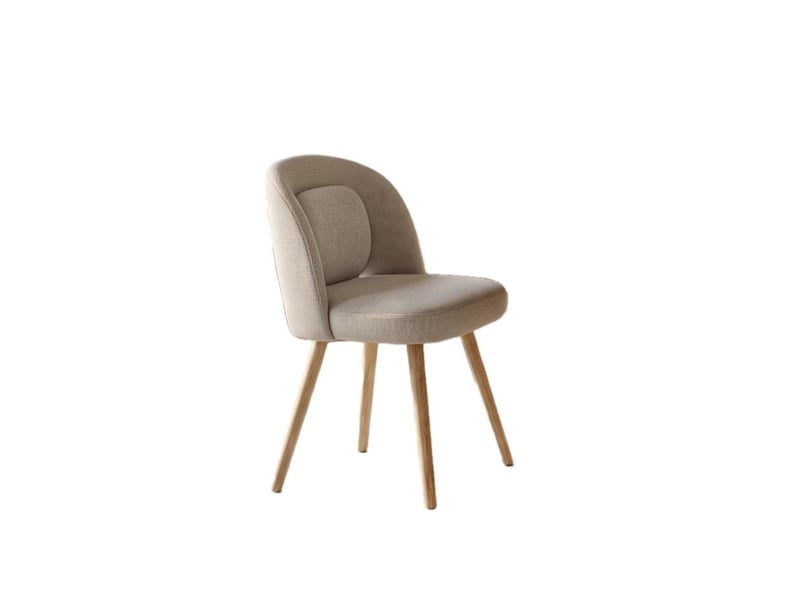  Lot de 2 chaises de salle à manger 50.5x47x77.5 cm avec coussin, dossier ergonomique, bois couleur beige  - Conforama A