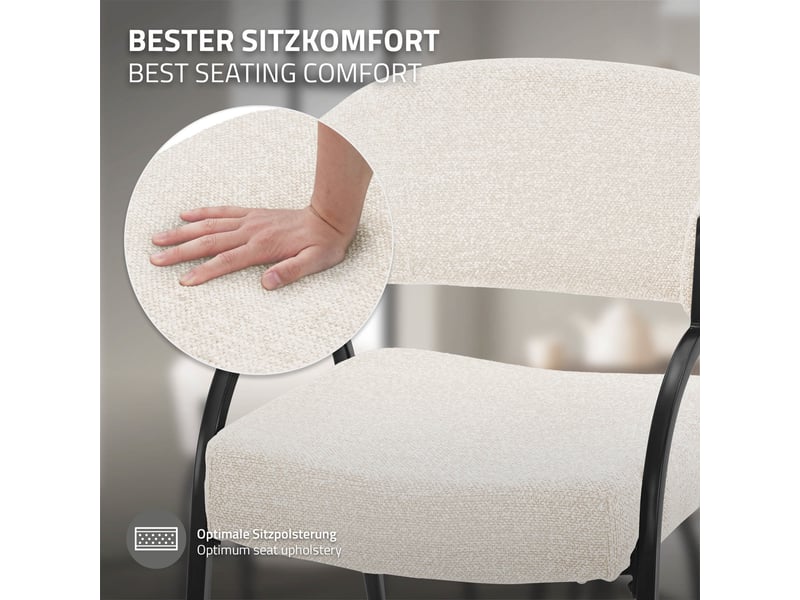  Ml-design lot de 4 chaises de salle à manger rembourrées en tissu bouclé, avec accoudoirs et dossier incurvée, cadre en acier, rembourrage confortable, pour salon cuisine bureau, 120 kg, beige ECD Germany GmbH - Conforama D