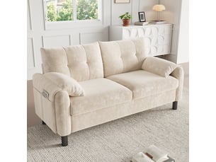 Canapé droit fixe <strong>BEAOK</strong> <strong></strong> 2 places Tissu beige