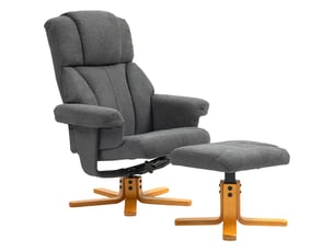 Fauteuil réglable avec repose-pieds, dossier haut et structure en bois, pour salon ou chambre, gris foncé